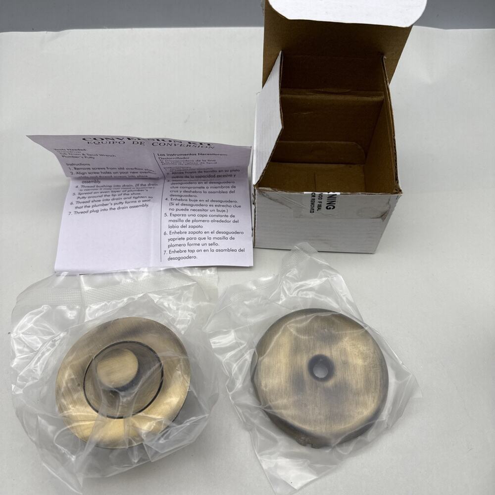 Conversion kit Antique brass Single Hole bathtub Drain Assembly, MISSING SCREWS